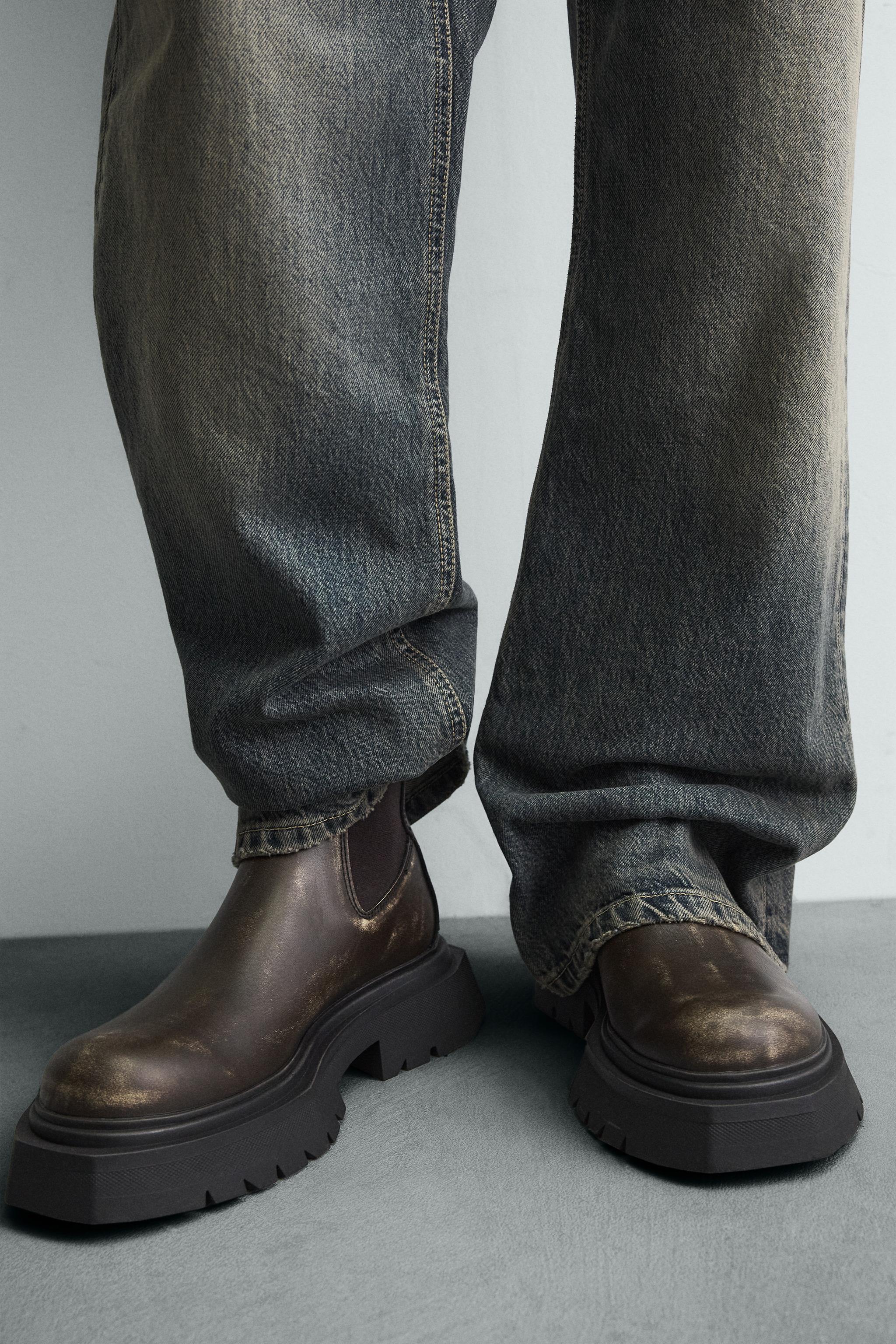 WORN-EFFECT CHELSEA BOOTS WITH CHUNKY SOLE